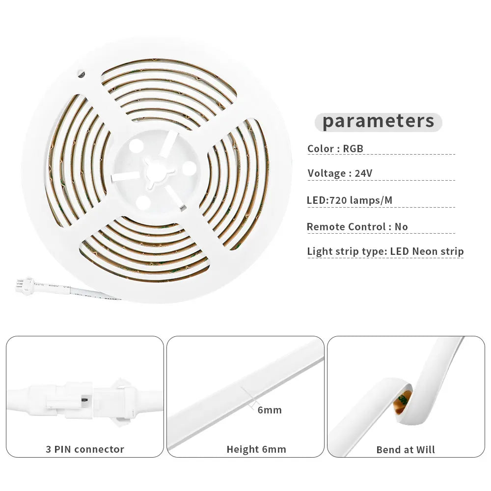 WS2811 FCOB RGBIC Neon LED Strip 720Leds/m Addressable Smart Dream Color Flexible COB LED Light IP68 Waterproof DC12V/24V