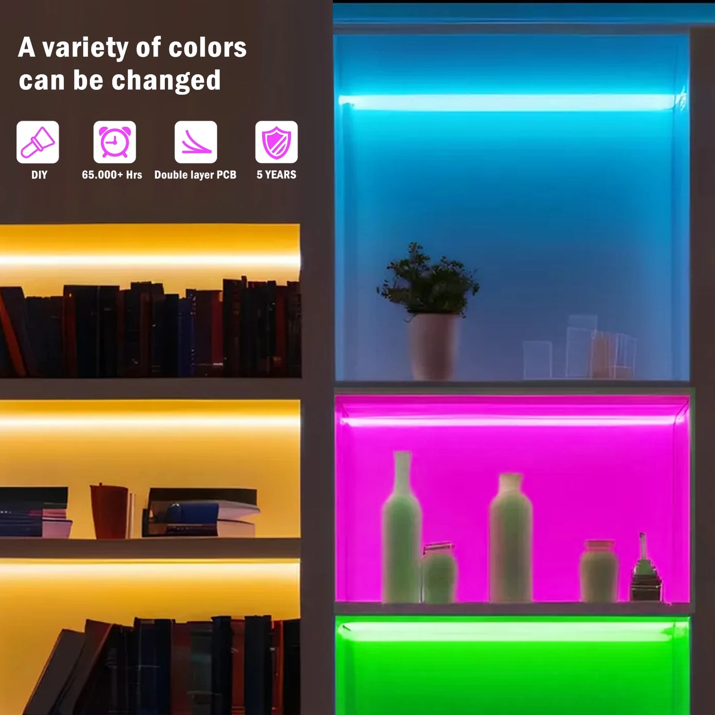 RGB RGBW RGBWW RGBCCT COB LED Strip Light DC12V 24V 840 784 720 576 LEDs/M Flex FCOB LED Tape Light Dimmable Linear Ribbon Tape