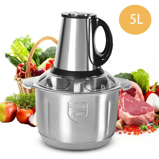 5L Electric Meat Grinder Stainless Steel Food Processor Chopper guitar ketable and Fruit Chopper House Grinder