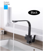 ROVATE Black Filtered Kitchen Faucet 3 Way Drinking Kitchen Water Filter Tap Cold and Hot Sink faucet