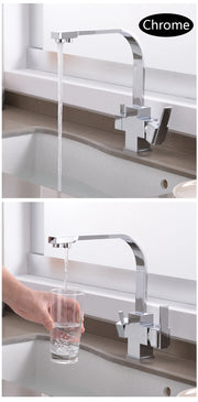 ROVATE Black Filtered Kitchen Faucet 3 Way Drinking Kitchen Water Filter Tap Cold and Hot Sink faucet
