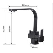 ROVATE Black Filtered Kitchen Faucet 3 Way Drinking Kitchen Water Filter Tap Cold and Hot Sink faucet