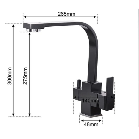 ROVATE Black Filtered Kitchen Faucet 3 Way Drinking Kitchen Water Filter Tap Cold and Hot Sink faucet