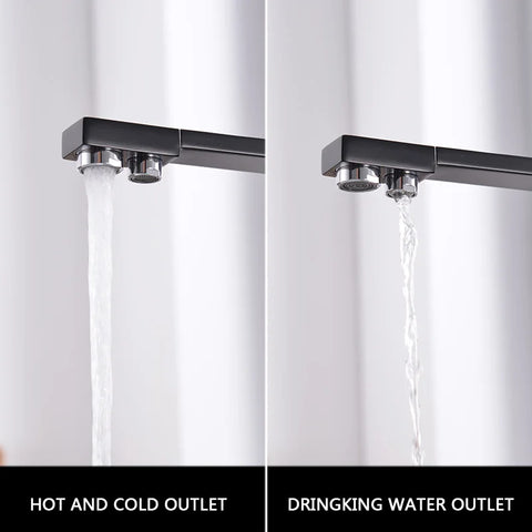 ROVATE Black Filtered Kitchen Faucet 3 Way Drinking Kitchen Water Filter Tap Cold and Hot Sink faucet