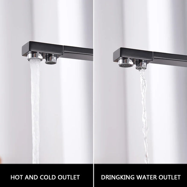 ROVATE Black Filtered Kitchen Faucet 3 Way Drinking Kitchen Water Filter Tap Cold and Hot Sink faucet
