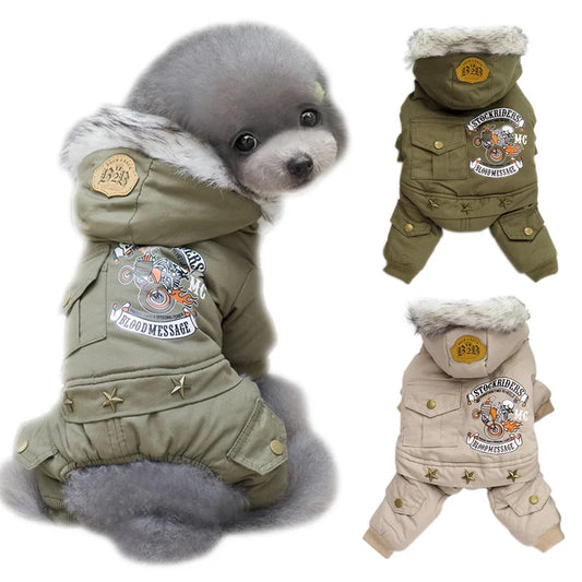 Dog Clothes Winter Warm Puppy Pet Coat Fashion Printed Jackets For Small Dogs Hooded Chihuahua Yorkshire Jumpsuits Dog Clothing