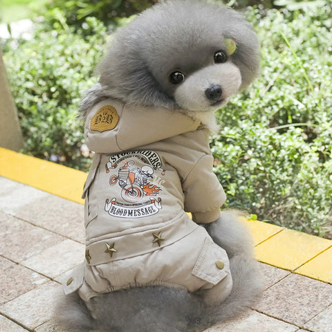 Dog Clothes Winter Warm Puppy Pet Coat Fashion Printed Jackets For Small Dogs Hooded Chihuahua Yorkshire Jumpsuits Dog Clothing
