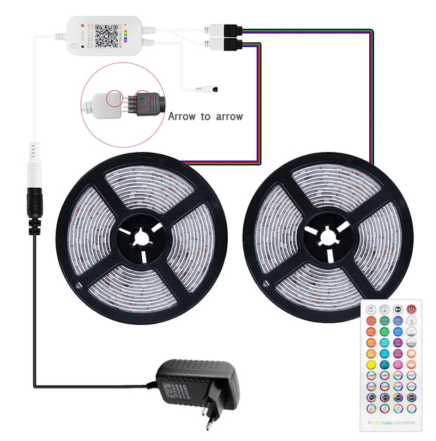 DC 12V LED Strip Light RGB 5050 Music Sync Color Changing Sensitive App Control Bluetooth Flexible LED Lamp for Home Decoration
