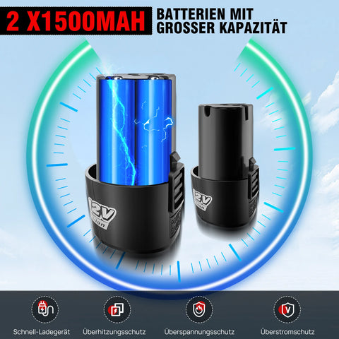 12V High-Torque 90°Cordless Electric Ratchet Wrench Set 3/8'' Angle Wrench with 2Durable 1500mAh Lithium-Ion Batteries,7 Sockets