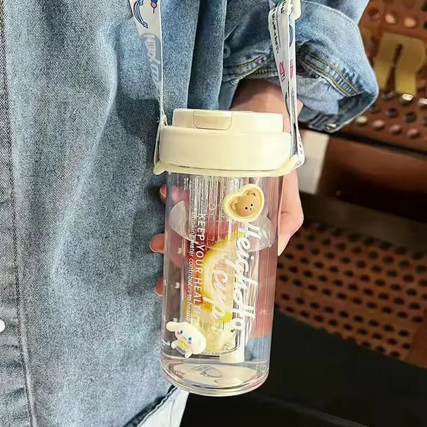 Large Capacity Stylish Plastic Water Cup Portable Student Water Bottle Women's Favorite Ins Trendy Travel Companion Cup