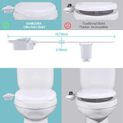 Samodra Toilet Bidet Shower Ultra-thin Bidet Toilet Seat Attachment Non-electric Bidet sprayer Dual Nozzles Frontal & Rear Wash