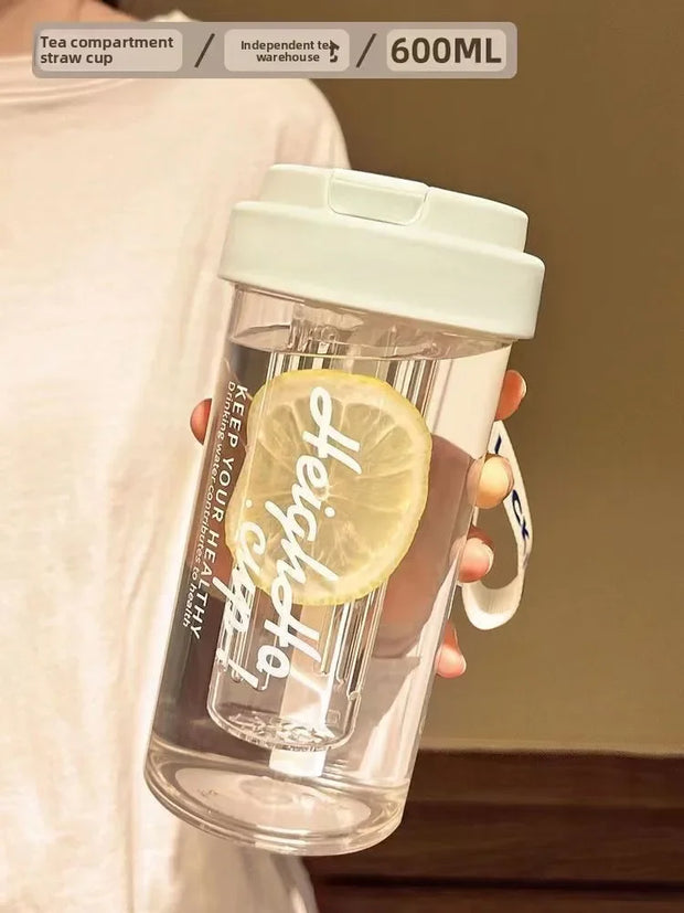 Large Capacity Stylish Plastic Water Cup Portable Student Water Bottle Women's Favorite Ins Trendy Travel Companion Cup