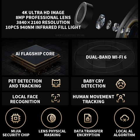 Xiaomi Smart Camera C700 4K 8 Megapixels 360° Panorama Dual-band Wi-Fi 6 AI Human Detection Pet Detection Home Security CN