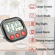 Kitchen Timer, Digital Visual Timer Magnetic Clock Stopwatch Countdown Timer, Large LCD Screen Display For Cooking
