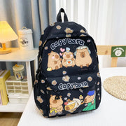 Cute Large Capacity Capybara Backpack Breathable Cartoon Student Schoolbag Nylon Ultra-light Book Bag