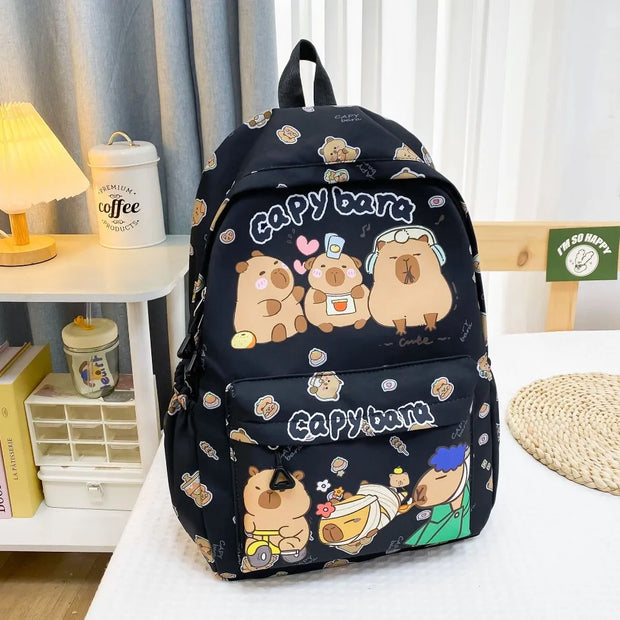 Cute Large Capacity Capybara Backpack Breathable Cartoon Student Schoolbag Nylon Ultra-light Book Bag