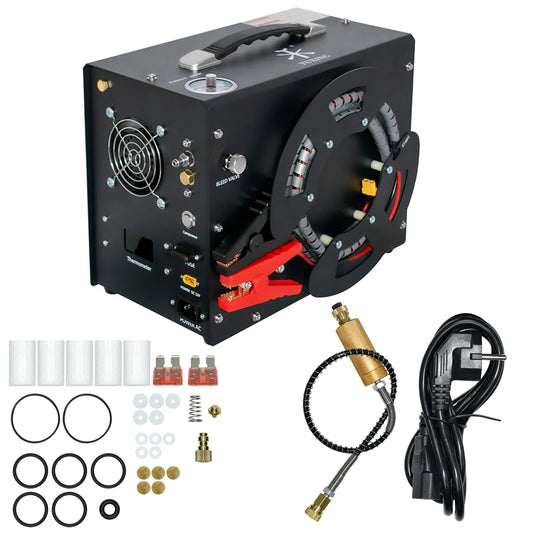 TUXING TXES062 4500Psi 300Bar 12V PCP Air Compressor Portable High Pressure Air Compressor Auto-stop with Wire Spool 12V Power