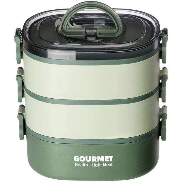 2000ML Lunch Box Portable 3 Layer Children Student Bento Box Leakproof Microwavable Food Container School Travel Office Picnic