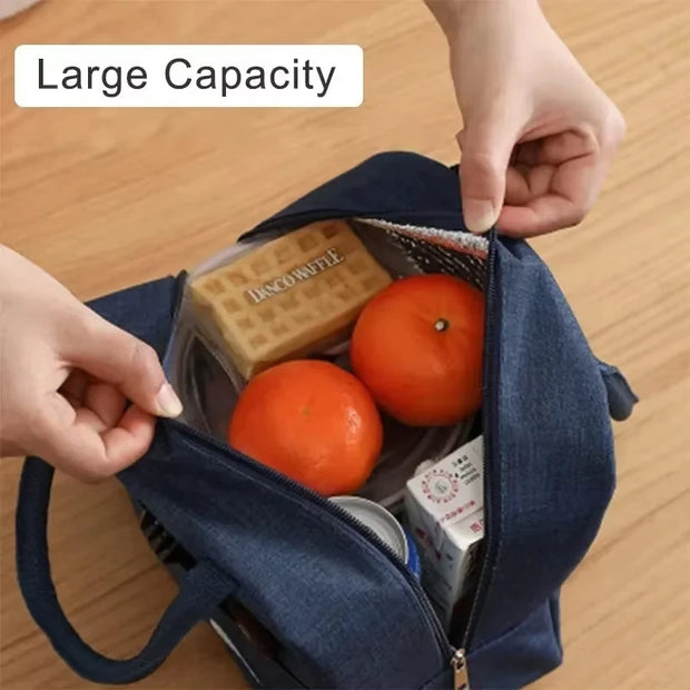 Insulated Lunch Bag Oxford Cloth Lunch Bag Insulated Lunch Box Bag with Leakproof Aluminium Foil Lining Mouth Zipper for Commute
