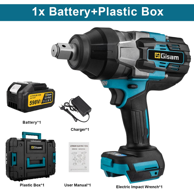 Gisam 3100N.M High Torque Brushless Electric Impact Wrench 3/4 inch Cordless Electric Wrench Tools For Makita 18V Battery Pin