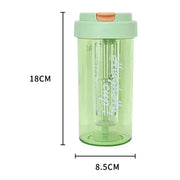 600ML Water Cup Handy Sports Water Bottle Food Grade Material Tea Partition Water Cup Female Straw Summer Portable Bottle