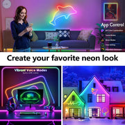 24V RGB Neon LED Strip Light Waterproof Neon Strip Music Sync Bluetooth App and Remote Control for Room Outdoors Decor Lighting