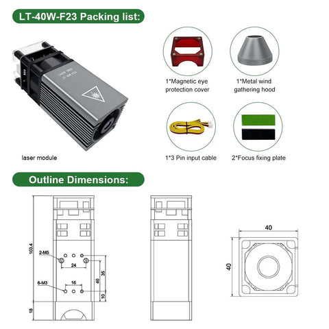 LASER TREE 20w 40W 80W Laser Module 450nm Laser Head Blue Laser for Cnc Laser Engraving Cutting Machine WoodWorking DIY Tools