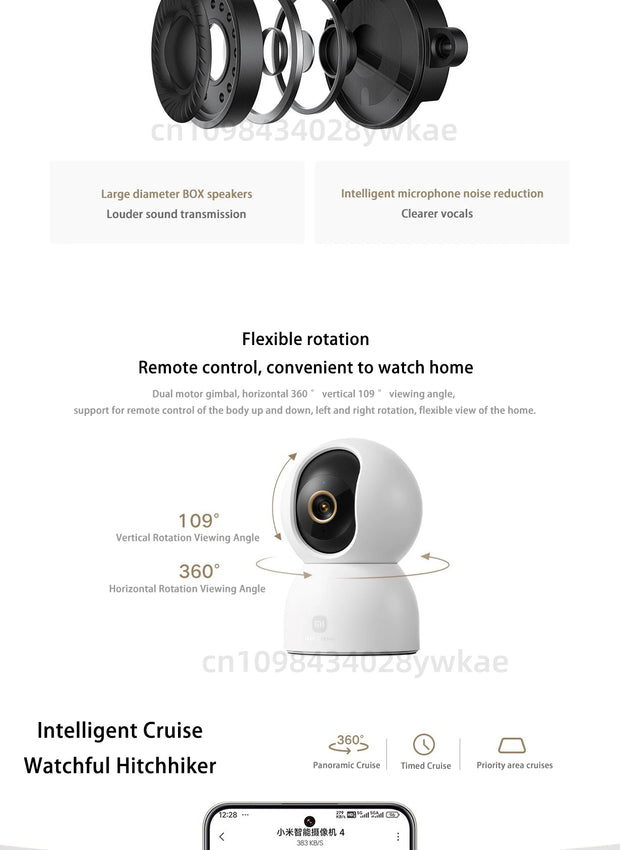 XIAOMI Smart Camera 4 8MP 4K UHD Indoor Monitoring Remote 360-degree No-dead-angle Night Vision Network Home Camera