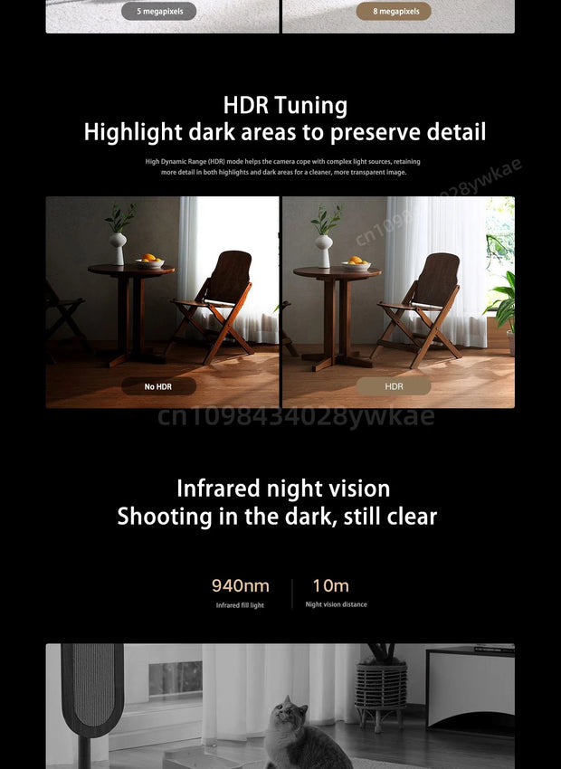 XIAOMI Smart Camera 4 8MP 4K UHD Indoor Monitoring Remote 360-degree No-dead-angle Night Vision Network Home Camera