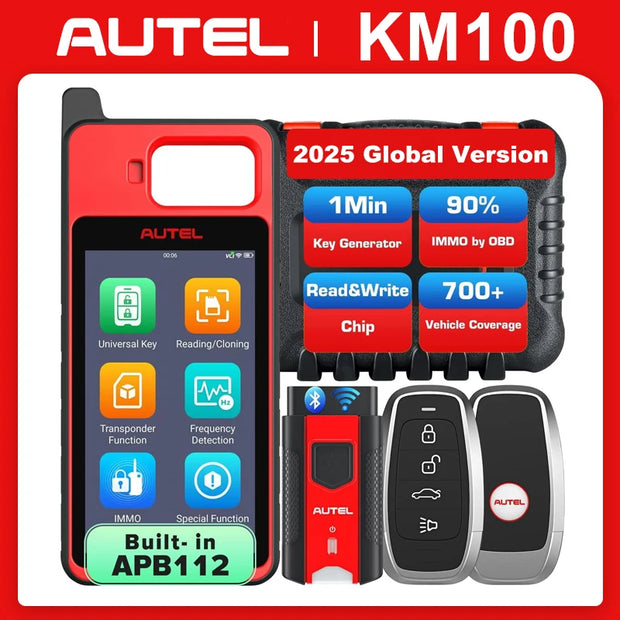 Autel MaxiIM KM100 Key Fob Programming Immobilizer Tool 2PCS Autel IKEY for 60s Key Generation OBD IMMO Key Learning on 99% Car