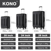 KONO Hard Case Expandable 4 Roll TSA Lock Lightweight hand luggage 55cm Medium 65cm Large 75cm Trolley