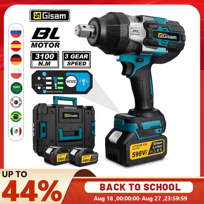 Gisam 3100N.M High Torque Brushless Electric Impact Wrench 3/4 inch Cordless Electric Wrench Tools For Makita 18V Battery Pin