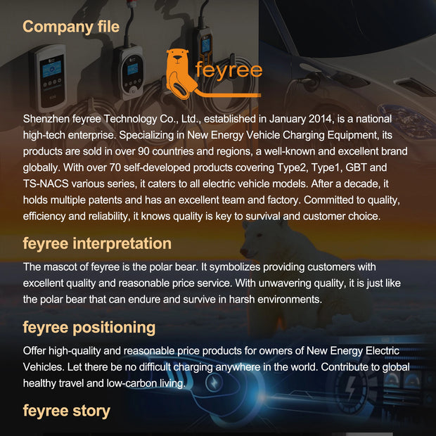 feyree EV Charger Type2 7KW 32A EVSE Portable Charging Box CEE Male Plug Type1 GB/T Cord 5M Charging Cable for Electric Vehicle