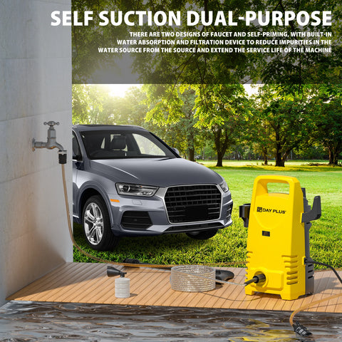 1800W Power Washer with 3-in-1 Nozzle, Adjustable Spray Gun for Garden/Driveway/Deck Cleaning, Portable High Pressure Cleaner