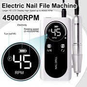 NEW Professional 45000RPM Electric Portable Nail Drill Machine Rechargeable Low Noise Nail Sander File for Manicure Salon Tool