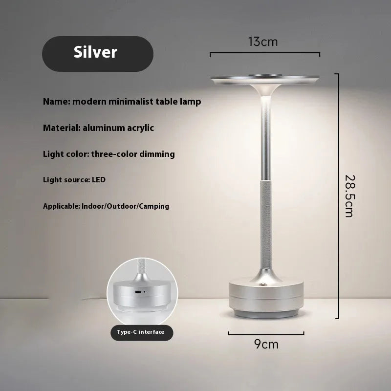 Wireless Simple Decorative Table Lamp Infinitely Dimmable Atmosphere Classic Retro Portable Rechargeable Touch Desk Lamp