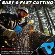Jemi Tool 6 inch portable cordless rechargeable electric chain saw with two batteries, wood cutter, garden orchard pruning tool