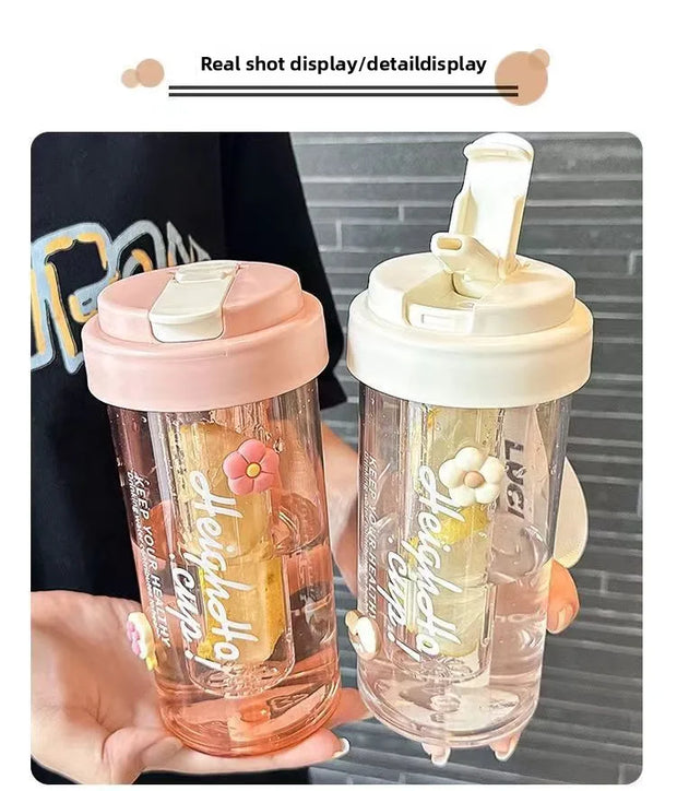 Large Capacity Stylish Plastic Water Cup Portable Student Water Bottle Women's Favorite Ins Trendy Travel Companion Cup