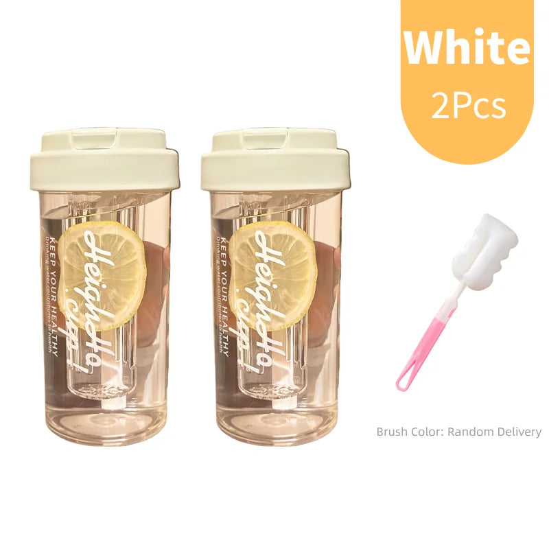 600ml Large Capacity Sports Water Bottle Transparent Plastic Straw Cup with Hand Rope Outdoor Travel Cycling Hiking Gym Jugs