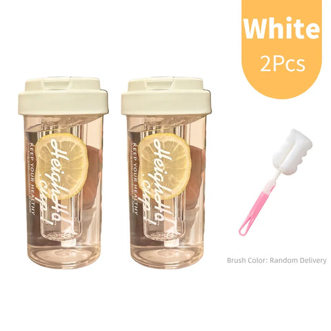 600ml Large Capacity Sports Water Bottle Transparent Plastic Straw Cup with Hand Rope Outdoor Travel Cycling Hiking Gym Jugs