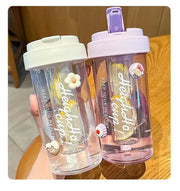 Large Capacity Stylish Plastic Water Cup Portable Student Water Bottle Women's Favorite Ins Trendy Travel Companion Cup