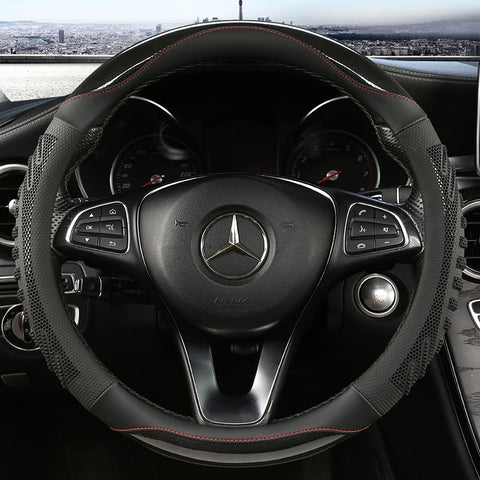 Three-dimensional Honeycomb Steering Wheel Cover  Durable Leather Cover with Anti-slip Linning Universal 14.5-15in