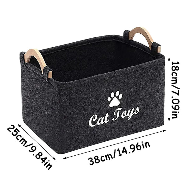 Felt Pet Toy Box Cat and Dog Toy Storage Box Pet Box Toy Storage Box, Suitable for Organizing Pet Supplies Collar Accessories