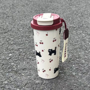 Cute Cartoon Water Cup Double Drinking Water Bottle 550ml Leak-proof Large Capacity Plastic Cups Carrying Rope Coffee Cup