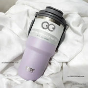 TYESO 600/750/900/1050/1200ML Car Water Bottle Stainless Steel Thermos Bottle with Straw Keeps Cold and Heat Thermal Coffee Mug