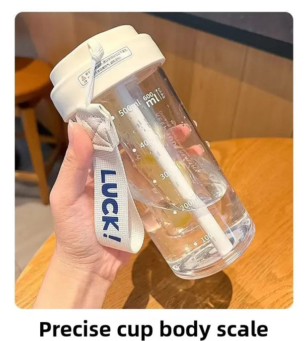 Large Capacity Stylish Plastic Water Cup Portable Student Water Bottle Women's Favorite Ins Trendy Travel Companion Cup