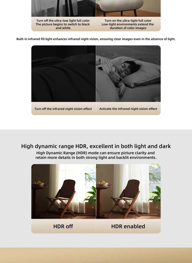 Xiaomi Smart Camera 3 Pro PTZ Version 360° Ultramicroscopic Full Color AI Human Pet Baby Cry DetectionHDR 2.4/5GHz Mesh Gateway