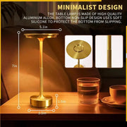 A92P Wireless LED Table Lamp Restaurant Bar Lamp Dimming Atmosphere Portable Charging Touch Read Lamp Bedroom Decor Light Gold