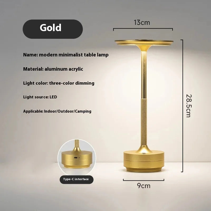 Wireless Simple Decorative Table Lamp Infinitely Dimmable Atmosphere Classic Retro Portable Rechargeable Touch Desk Lamp