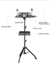 SH 90/125/145CM Projector Tripod Stand With Trays Laptop Tripod, Portable Projector Floor Stand Adjustable Height With Hose Clip